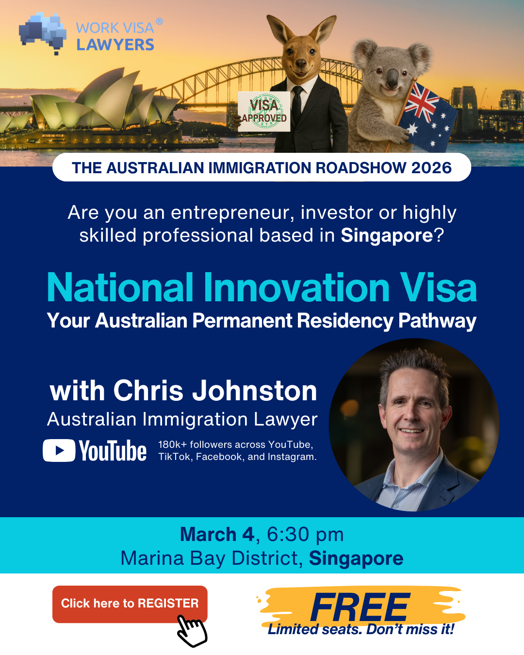 Chris Johnston in Singapore: National Innovation Visa (NIV) FREE Seminar – 4 March 2026