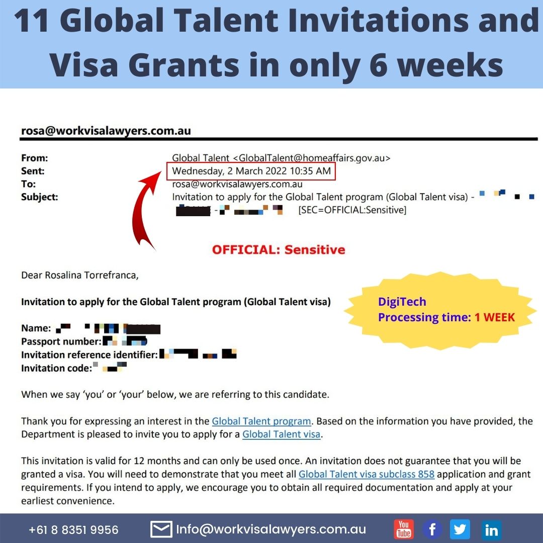 Global Talent Visa Australia Successful Cases DigiTech EOI Processing Time 1 week only