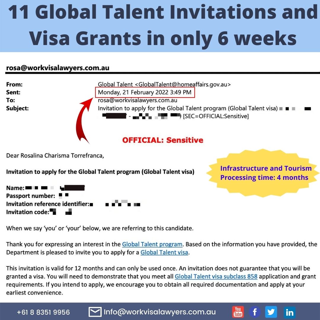 Global Talent Visa Australia Successful Cases Infrastructure and Tourism EOI Processing Time