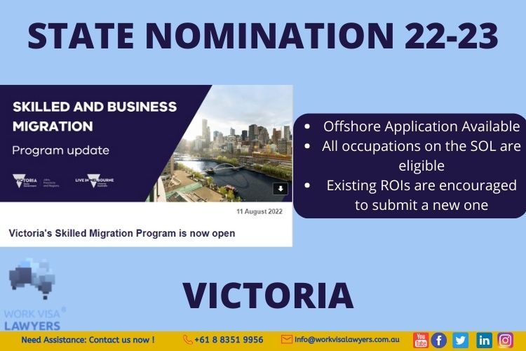 State Nomination update Victoria 2022 2023