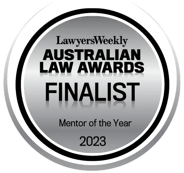 Lawyers Weekly Australian Law Awards 2023 finalist badge - Mentor of the Year