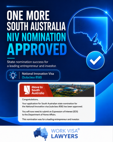 Work Visa Lawyers Receives Two South Australian NIV Nomination Approvals for Entrepreneurs and Innovative Investors