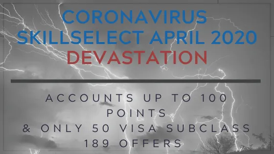 Coronavirus (COVID-19) Skillselect round results Devastation - April 2020 – Accountants to 100 points only 50 visa subclass189 offers